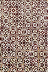 Obraz premium Traditional brown and white geometric azulejo wall pattern, Portugal, Ovar – Furadouro, 9.10.2025