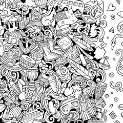 Australia cartoon doodle border illustration