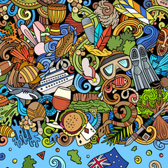 Australia cartoon doodle border illustration
