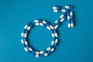 Obraz premium Male health pills capsules medication treatment supplements for men's wellness