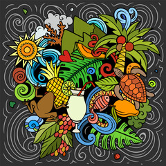 Puerto Rico cartoon vector doodle chalkboard illustration