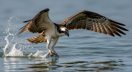 an eagle flying over the water