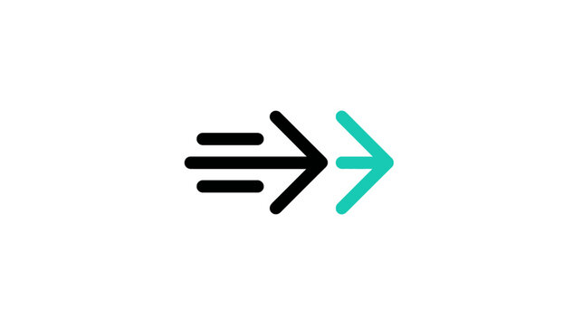 Speeding arrows icon representing fast forward, quick progress, data transfer, next step, or rapid movement concept on a white background.