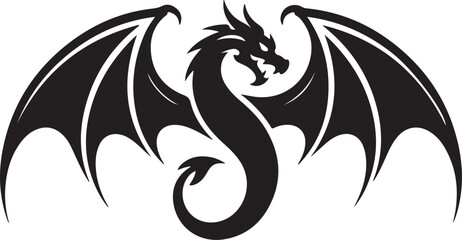 Obraz premium Fantasy Dragon Silhouette Illustration in Vector Form