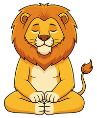 Peaceful lion meditating with eyes closed, radiating calm and mindfulness.