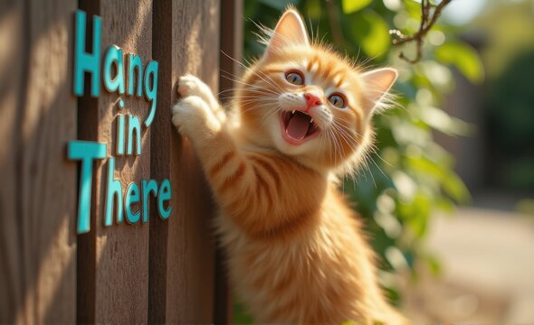 Sunlit Motivational Cat Image, Cute Ginger Kitten Inspirational Quote