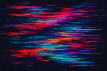 Vibrant abstract horizontal lines in neon magenta, electric blue, and fiery orange create a dynamic digital art background.