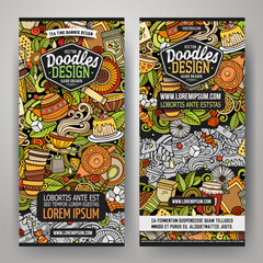 Cartoon vector doodle set of Tea banners templates