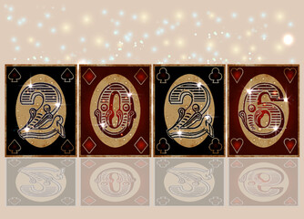 Christmas casino card, New 2026 year, vector illustration