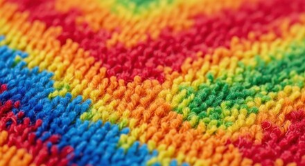 Obraz premium Vibrant rainbow zigzag pattern on textured fabric close up