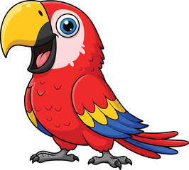 Bright Red Parrot with Blue and Yellow Feathers