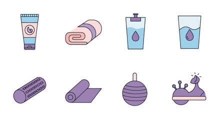 Collection of Wellness Fitness and Self-Care Icons.