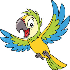Cheerful Blue and Yellow Parrot in Flight