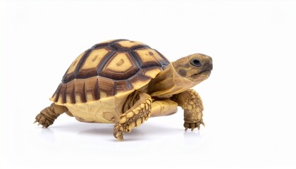 Obraz premium Tortoise Eating Leafy Green on White Surface Symbolizing Natural Behavior and Editorial Styling for Wildlife and Lifestyle Use
