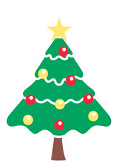 Christmas Tree Illustration with Star and Ornaments