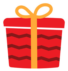 Illustration of a Red Gift with Yellow Ribbon