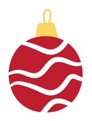 Red Christmas Ornament Illustration with White Swirls