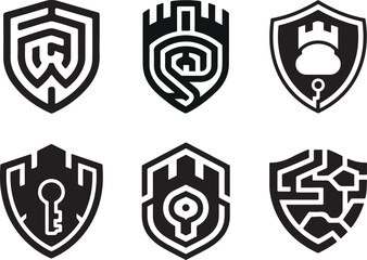 Modern Shield Company Logo Icon Collection for Creative Projects