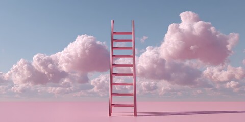 Artistic Step Ladder Directed at Clouds Ambition Development Minimal Pink Design
