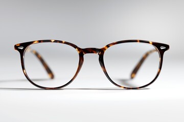 trendy glasses with tortoiseshell frames isolated on a white background.