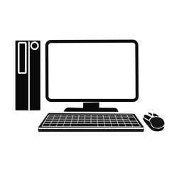 computer monitor with mouse and keyboard