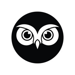 Black and white owl face icon bird animal