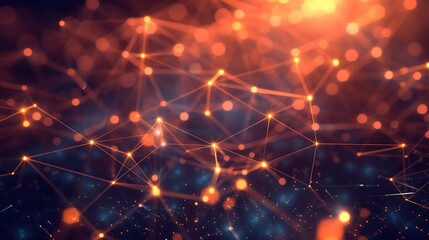 Abstract Network Connection: Complex Interwoven Lines with Glowing Nodes for Futuristic Tech Visuals