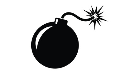 Vector illustration of black bomb with a lit fuse