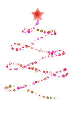 Minimalist digital Christmas card featuring an abstract Christmas tree made of colorful dots with a red star on top. Modern festive design perfect for holiday greetings, posters, and winter decor.