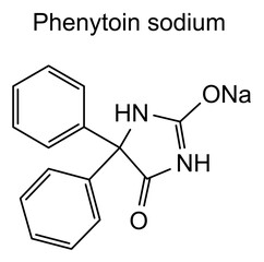 Fototapeta premium Phenytoin sodium, chemical structure of phenytoin sodium, drug substance