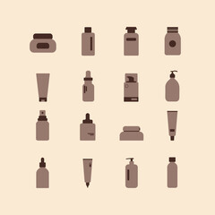 skincare product icon illustration set