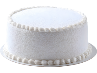 Simple white round cake isolated on transparent background, ideal for bakery, celebration, or minimal design projects.