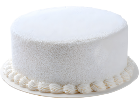 Simple white round cake isolated on transparent background, ideal for bakery, celebration, or minimal design projects.