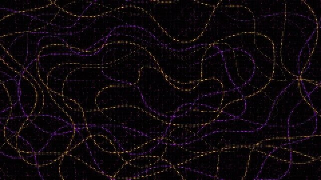 Led flashing lights panel backdrop set, abstract sinuous LED light lines flowing in a digital network background. ,seamless loop video animation. Bulb, lamps, wall of lights motion graphics.