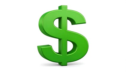 Obraz premium 3D rendered illustration of a glossy, vibrant green dollar sign, isolated against a plain white background, ideal for business concepts