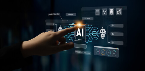 AI assistant and chatbot connection with digital circuit lines, representing data analysis, automation, and machine learning systems Parse