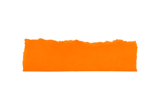 Orange torn paper strip isolated on transparent background