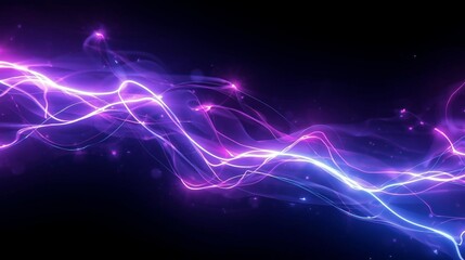 Futuristic neon light speed tunnel with purple and blue glowing lines, abstract motion background