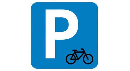 Official Bicycle Parking Sign | Blue 'P' Symbol with Bike Icon | Designated Cycle Area