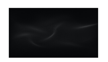Abstract dotted wave background, futuristic flowing particle grid, dark technology digital pattern