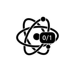 Quantum computing qubit atom icon vector 