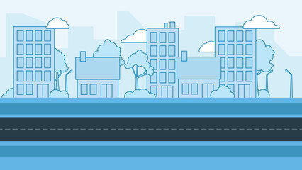 A detailed landscape with trees, houses and a city