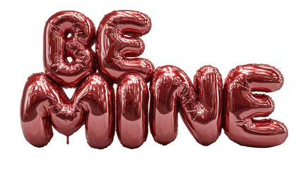 PNG "Be Mine" Red Metallic Balloon Letters Isolated on Transparent Background