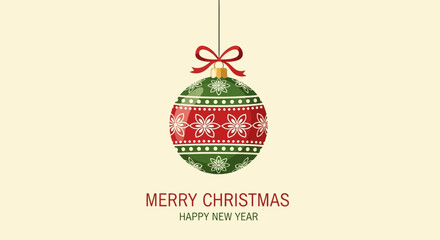 Christmas Ornament Greeting Card Vector - Festive Holiday Bauble Design