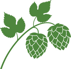 Green hop plant with leaves