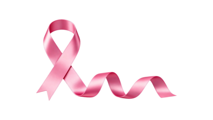 Pink Breast Cancer Awareness Ribbon with Glitch Effect on White Background pink ribbon isolated on a transparent background