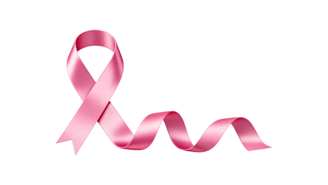 Pink Breast Cancer Awareness Ribbon with Glitch Effect on White Background pink ribbon isolated on a transparent background