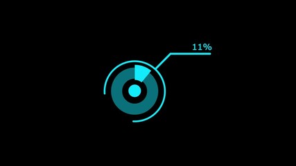 Loading icon animation 15% circle . 15 percent circle round chart info graphic , on a black background . with 4k video royalty free graphic animation.