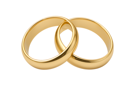 Wedding rings isolated on transparent background