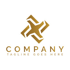 Abstract golden star shape with company text vector